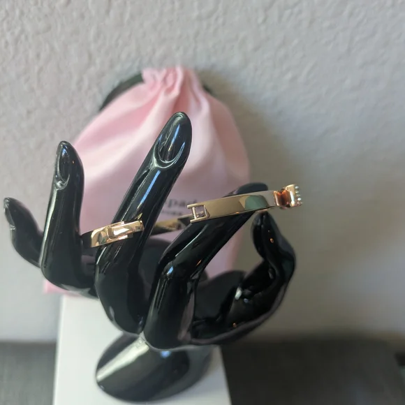 Kate Spade Rose Gold-tone Bow Crystal Bangle with Pink Pouch - Limited Edition - Picture 12 of 16